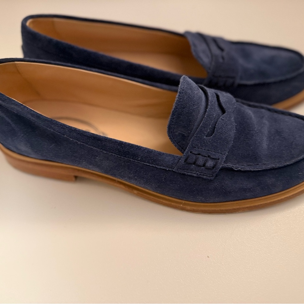 Tod's Navy Suede Penny Loafers